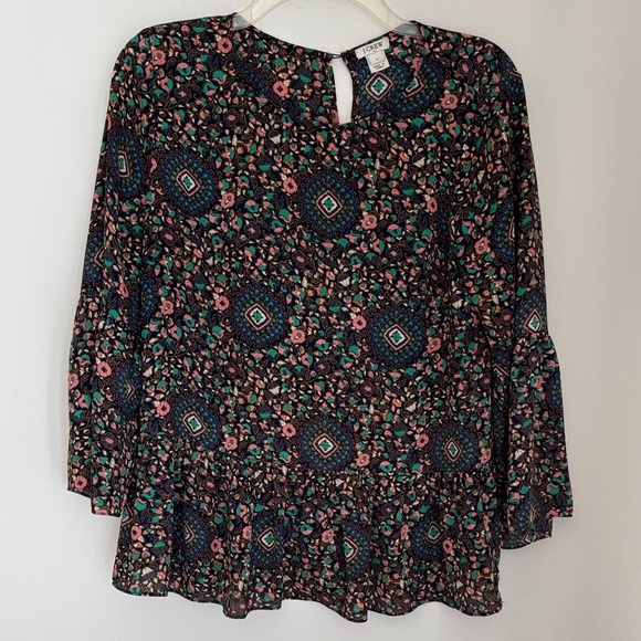 J. Crew women’s geometric Multicolor Floral peplum top Blouse size small EUC - Picture 2 of 12